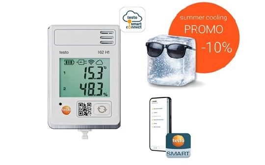 Sistema de registro y alarmas online testo 162 H1 - Con pantalla y sensor de humedad y temperatura integrado
